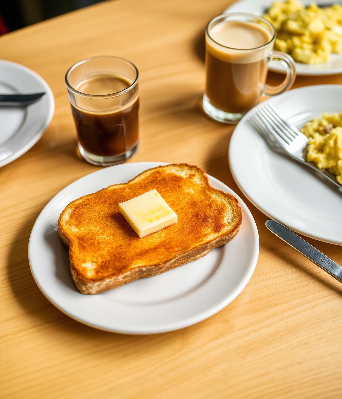 Cuban breakfast with tostada and café con leche
